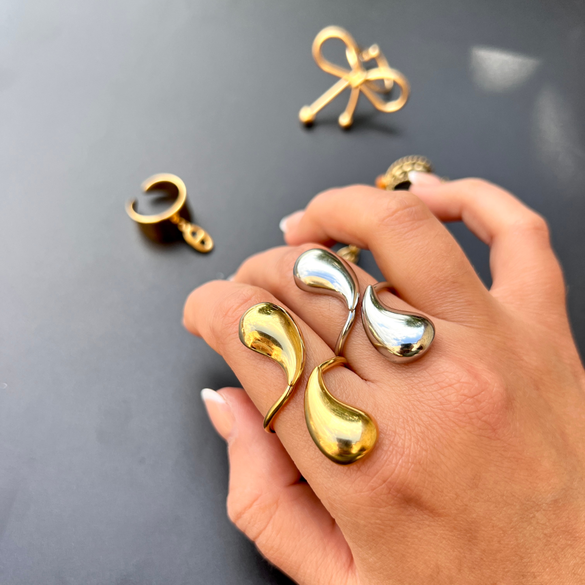 Bague Larme dorée