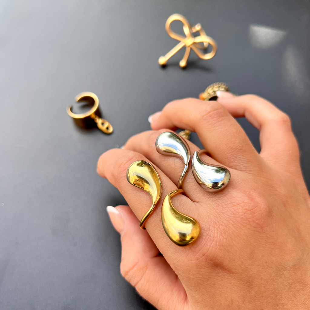 Bague Larme argentée